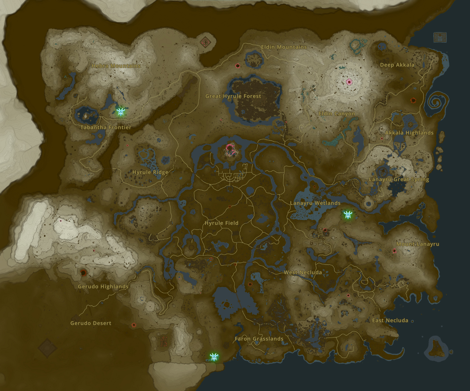 Map of the Lynels in the Depths